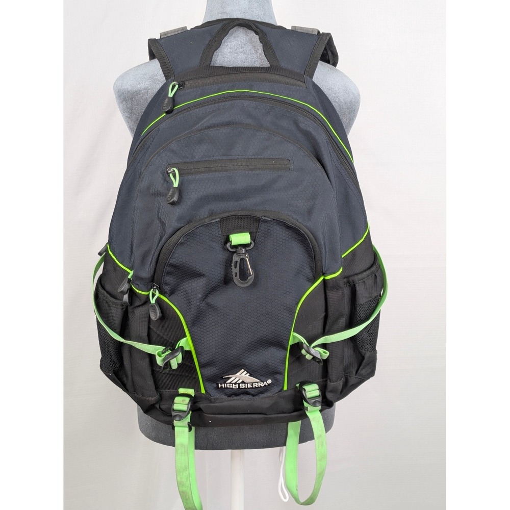 High Sierra Suspension Strap System Backpack Black Green Laptop School Travel
